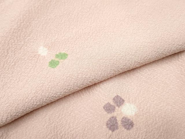 平和屋着物●上質な小紋 絞り 舞花文 鬼しぼ縮緬 正絹 逸品 CABA4814hy