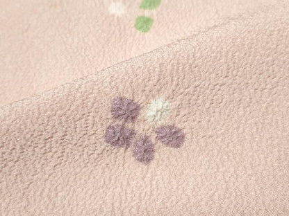 平和屋着物●上質な小紋 絞り 舞花文 鬼しぼ縮緬 正絹 逸品 CABA4814hy