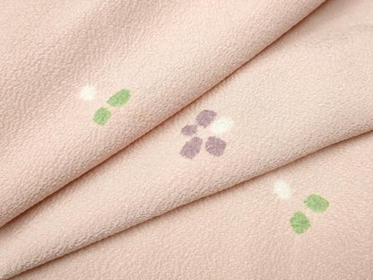 平和屋着物●上質な小紋 絞り 舞花文 鬼しぼ縮緬 正絹 逸品 CABA4814hy