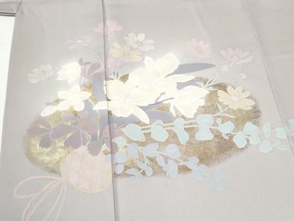 平和屋着物●訪問着　刺繍　花籠文　金彩　正絹　逸品　CABA4817hy