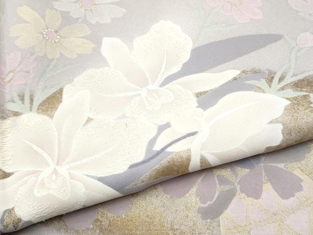 平和屋着物●訪問着　刺繍　花籠文　金彩　正絹　逸品　CABA4817hy