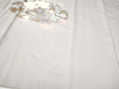 平和屋着物●訪問着　刺繍　花籠文　金彩　正絹　逸品　CABA4817hy