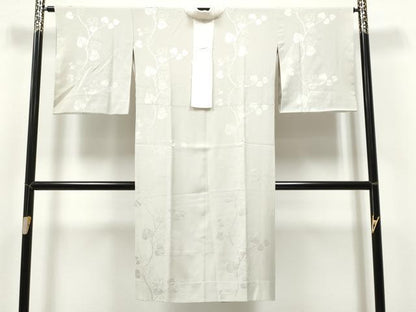 平和屋着物●長襦袢 無双仕立て 枝葉地紋 霞色 ビーズ 半衿刺繍 正絹 逸品 未使用 CABA4818hy