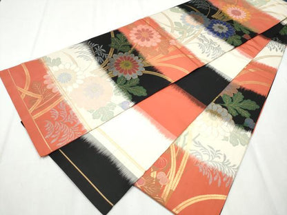平和屋着物●織物一筋名門 織悦 全通柄 本袋帯 菊 金銀糸 正絹 逸品 CABA4825hy