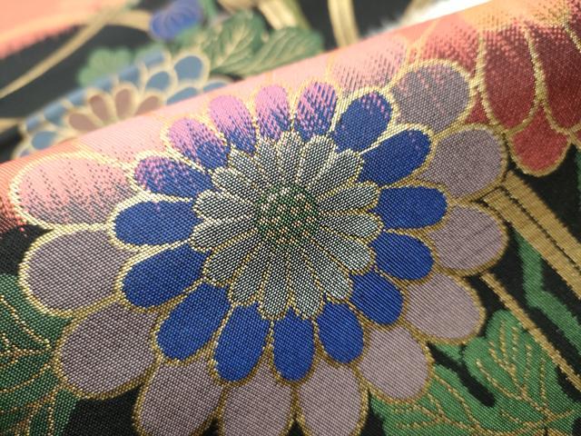 平和屋着物●織物一筋名門 織悦 全通柄 本袋帯 菊 金銀糸 正絹 逸品 CABA4825hy