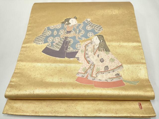 平和屋着物●加賀友禅の巨匠 初代 由水十久 太鼓柄袋帯 うなる兜 本金箔 正絹 逸品 CABA4846hy