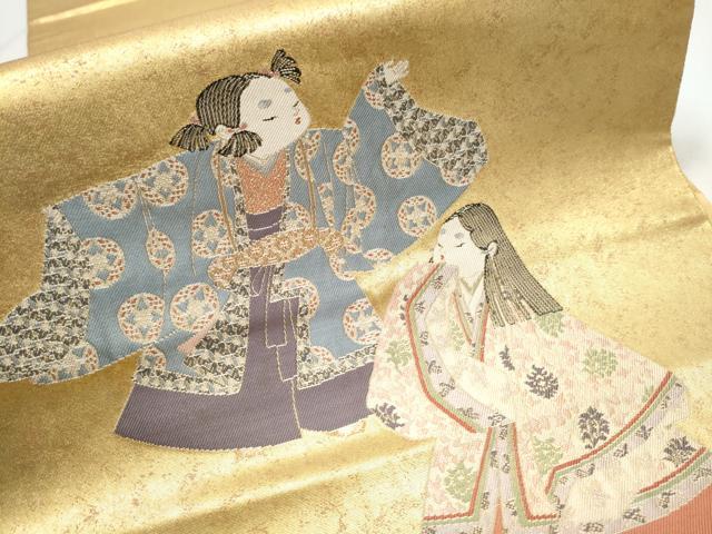 平和屋着物●加賀友禅の巨匠 初代 由水十久 太鼓柄袋帯 うなる兜 本金箔 正絹 逸品 CABA4846hy