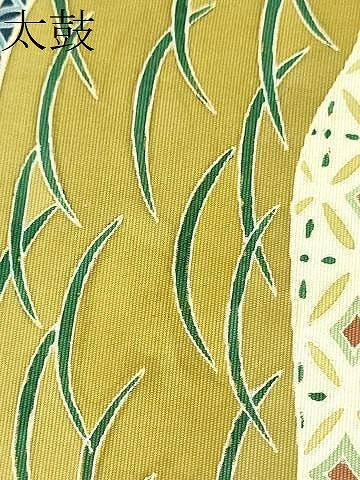 平和屋着物●塩瀬　九寸名古屋帯　友禅　作家物　地紙花車文　正絹　逸品　CABA4860hy