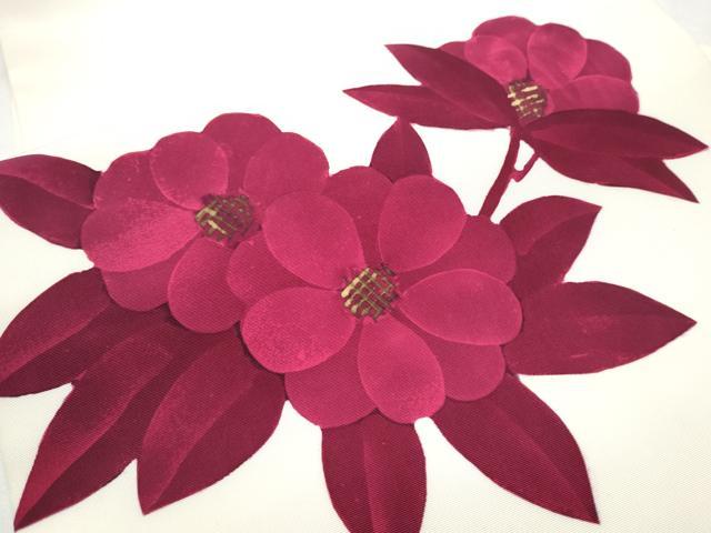 平和屋着物●塩瀬　九寸開き名古屋帯　ろうけつ染　枝花文　金彩　正絹　逸品　CABA4864hy