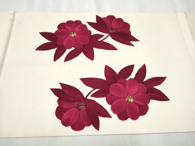 平和屋着物●塩瀬　九寸開き名古屋帯　ろうけつ染　枝花文　金彩　正絹　逸品　CABA4864hy