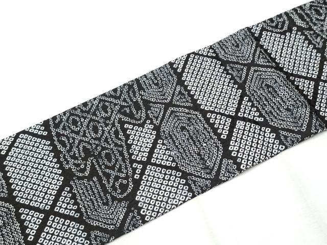 平和屋着物○全通柄 九寸名古屋帯 総絞り 幾何学文様