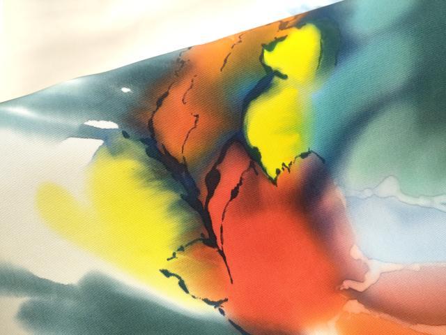 平和屋着物●塩瀬 九寸名古屋帯 作家物 手描き 抽象文 正絹 逸品 CABA4870hy