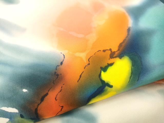 平和屋着物●塩瀬 九寸名古屋帯 作家物 手描き 抽象文 正絹 逸品 CABA4870hy