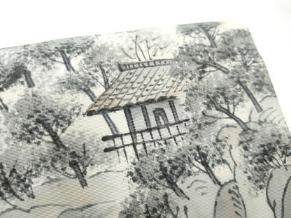 平和屋着物●内山晴祥 塩瀬 九寸開き名古屋帯 手描き 遠山風景草木文 正絹 逸品 CABA4878hy