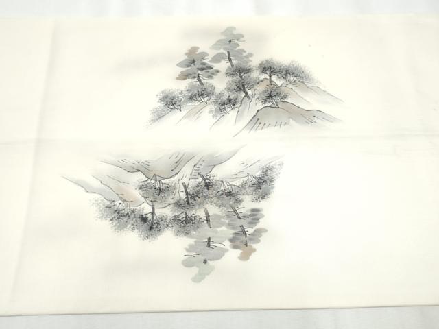 平和屋着物●内山晴祥 塩瀬 九寸開き名古屋帯 手描き 遠山風景草木文 正絹 逸品 CABA4878hy