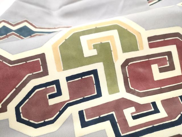 平和屋着物●塩瀬　九寸名古屋帯　幾何学文様　正絹　逸品　CABA4879hy
