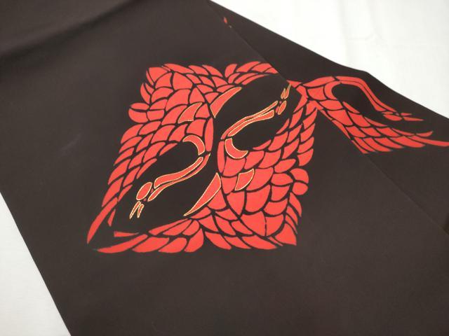 平和屋着物●塩瀬 九寸名古屋帯 駒刺繍 飛鶴文 正絹 逸品 CABA4883hy