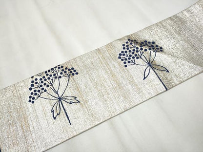 平和屋着物●西陣 川島織物 九寸名古屋帯 枝花文 金銀糸 正絹 逸品 CABA4887hy