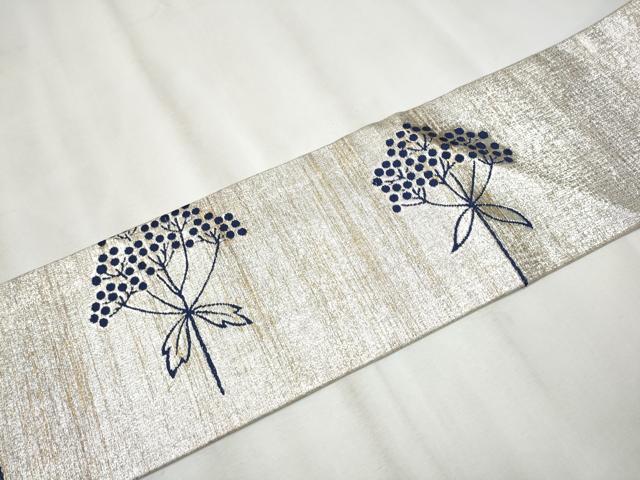平和屋着物●西陣 川島織物 九寸名古屋帯 枝花文 金銀糸 正絹 逸品 CABA4887hy