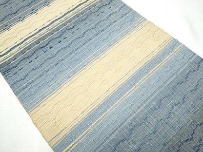 平和屋着物●八寸名古屋帯 紬地 花織 霞文 正絹 逸品 CABA4897hy