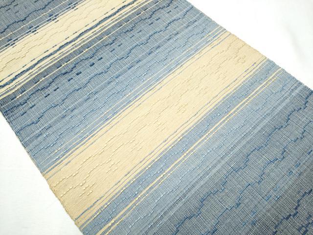 平和屋着物●八寸名古屋帯 紬地 花織 霞文 正絹 逸品 CABA4897hy