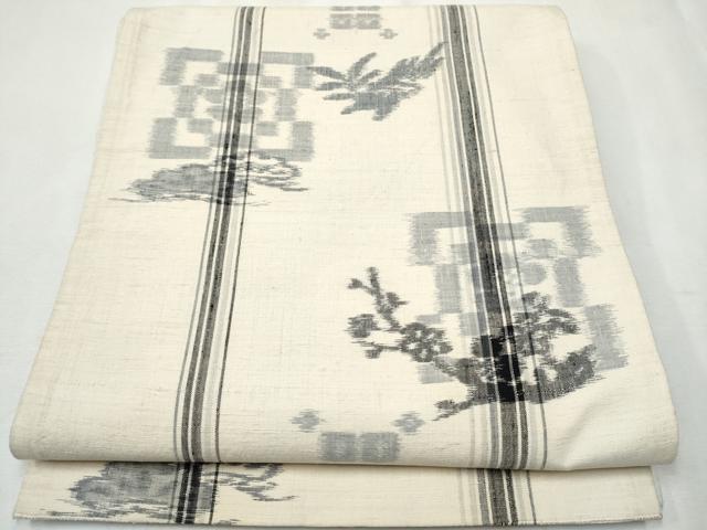 平和屋着物●全通柄袋帯 紬地 松竹梅 正絹 逸品 CABA4910hy