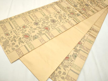 平和屋着物●六通柄袋帯 更紗花間道 正絹 逸品 CABA4919hy