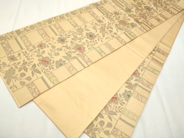 平和屋着物●六通柄袋帯 更紗花間道 正絹 逸品 CABA4919hy
