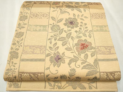 平和屋着物●六通柄袋帯 更紗花間道 正絹 逸品 CABA4919hy