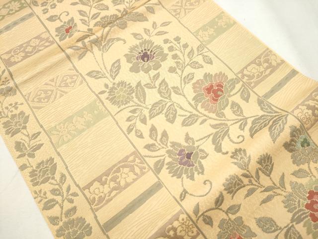 平和屋着物●六通柄袋帯 更紗花間道 正絹 逸品 CABA4919hy