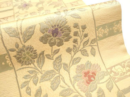 平和屋着物●六通柄袋帯 更紗花間道 正絹 逸品 CABA4919hy