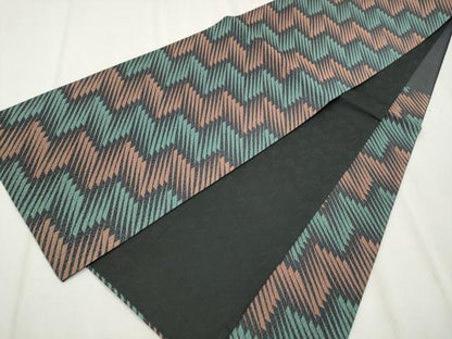 平和屋着物●両面　六通柄袋帯　幾何学文様　正絹　逸品　CABA4922hy