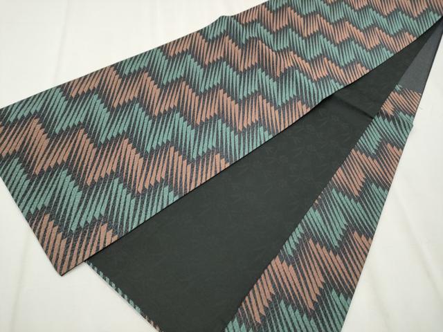 平和屋着物●両面　六通柄袋帯　幾何学文様　正絹　逸品　CABA4922hy