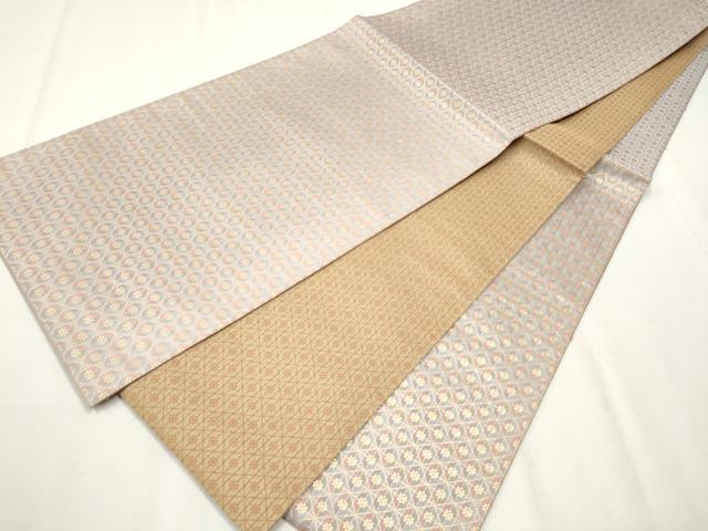 平和屋着物●両面 六通柄袋帯 菱花文 金糸 正絹 逸品 CABA4924hy