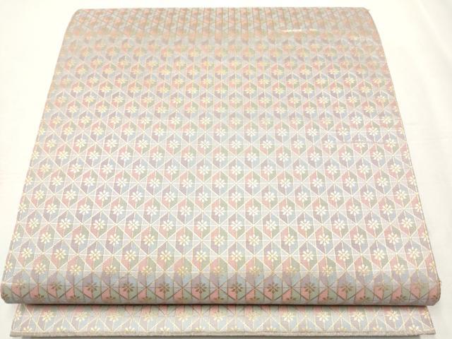 平和屋着物●両面 六通柄袋帯 菱花文 金糸 正絹 逸品 CABA4924hy