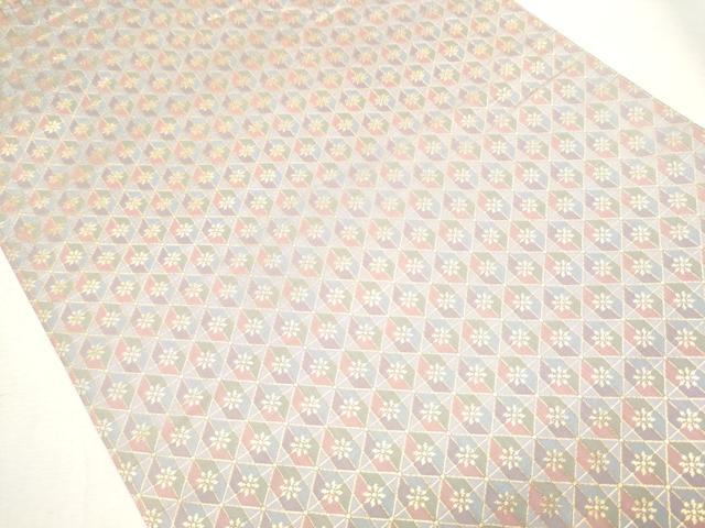 平和屋着物●両面 六通柄袋帯 菱花文 金糸 正絹 逸品 CABA4924hy