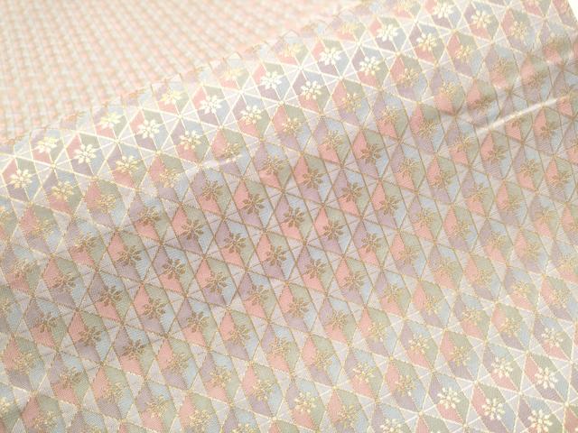 平和屋着物●両面 六通柄袋帯 菱花文 金糸 正絹 逸品 CABA4924hy