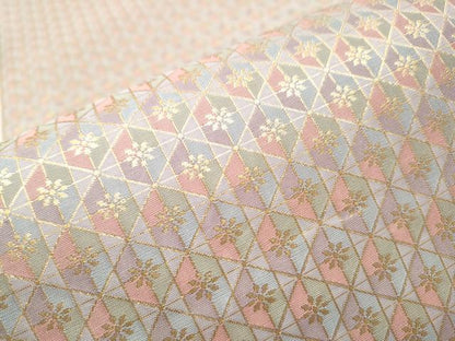 平和屋着物●両面 六通柄袋帯 菱花文 金糸 正絹 逸品 CABA4924hy
