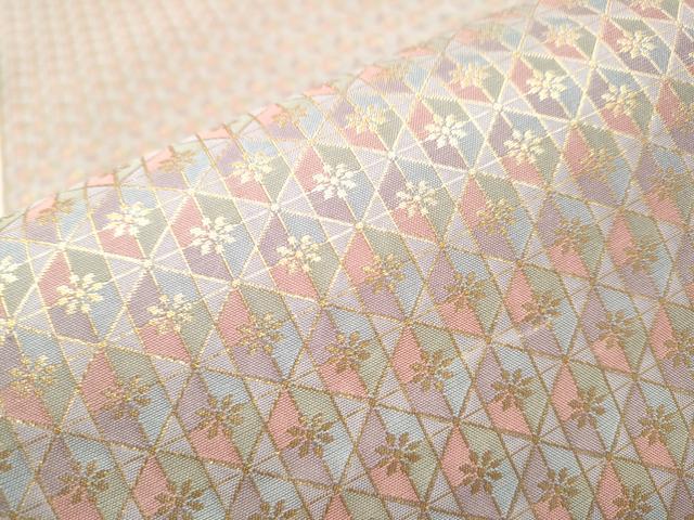 平和屋着物●両面 六通柄袋帯 菱花文 金糸 正絹 逸品 CABA4924hy