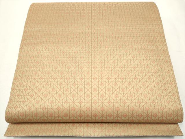 平和屋着物●両面 六通柄袋帯 菱花文 金糸 正絹 逸品 CABA4924hy