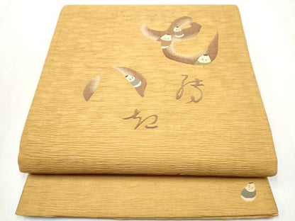平和屋着物●太鼓柄袋帯 ふくれ織 七転八起き 正絹 逸品 CABA4935hy