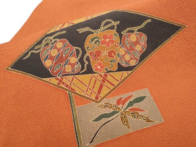 平和屋着物●九寸名古屋帯　刺繍　型染め　成物　鬼しぼ縮緬　正絹　逸品　CABA4963hy