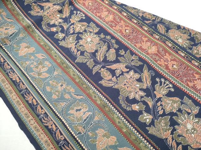 平和屋着物●本場筑前博多織　八寸名古屋帯　更紗花間道　正絹　逸品　CABA4968hy