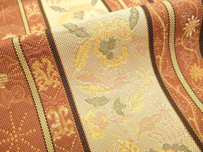 平和屋着物●本場筑前博多織 八寸名古屋帯 花唐草間道 正絹 逸品 CABA4973hy