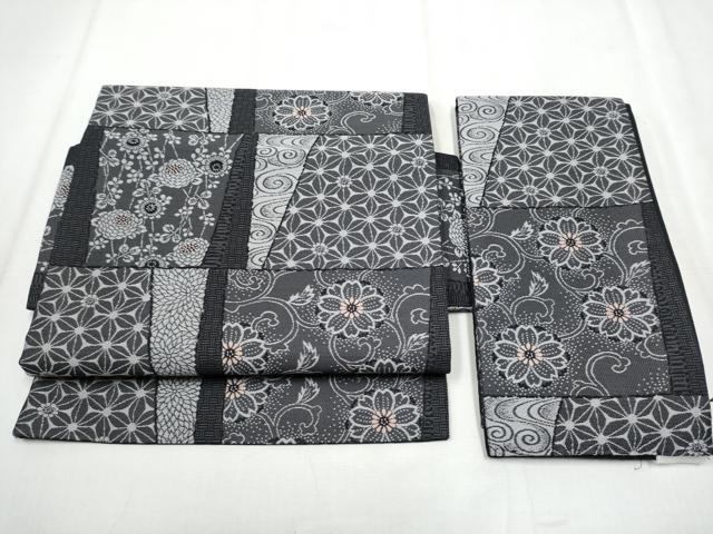 平和屋着物○つけ帯 色紙花文 正絹 逸品 CABA4976hy