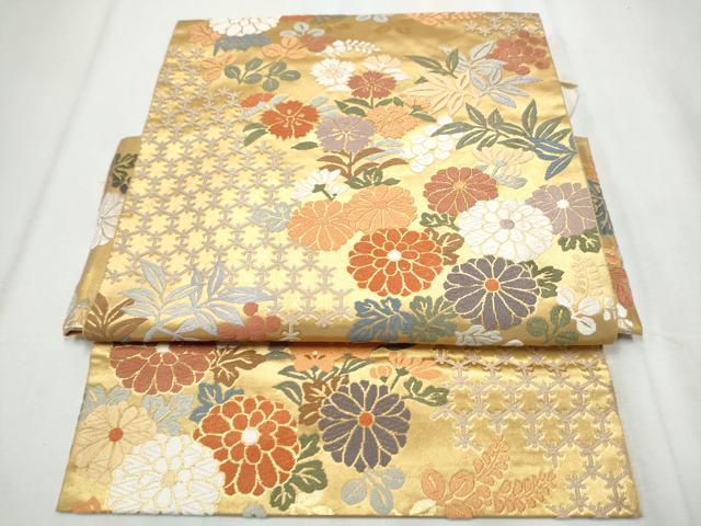 平和屋着物●つけ帯　唐織　草花文　金糸　正絹　逸品　CABA4996hy 平和屋着物○つけ帯 唐織 草花文 金糸 正絹 逸品 CABA4996hy