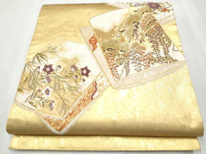 平和屋着物●西陣の名門 加納幸謹製 太鼓柄袋帯 唐織 琳派絵双紙 本金箔 正絹 逸品 CABA5019hy