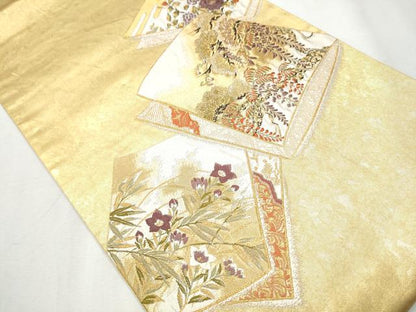 平和屋着物●西陣の名門 加納幸謹製 太鼓柄袋帯 唐織 琳派絵双紙 本金箔 正絹 逸品 CABA5019hy