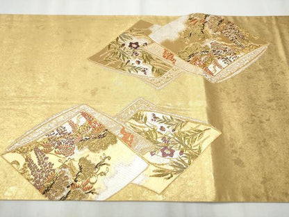 平和屋着物●西陣の名門 加納幸謹製 太鼓柄袋帯 唐織 琳派絵双紙 本金箔 正絹 逸品 CABA5019hy