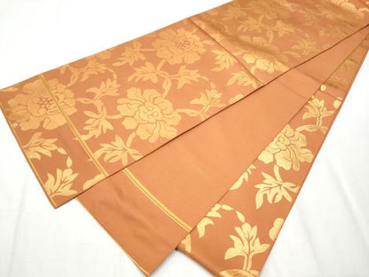 平和屋着物●織物一筋名門　織悦　全通柄　本袋帯　更紗花文　金糸　正絹　逸品　CABA5035hy